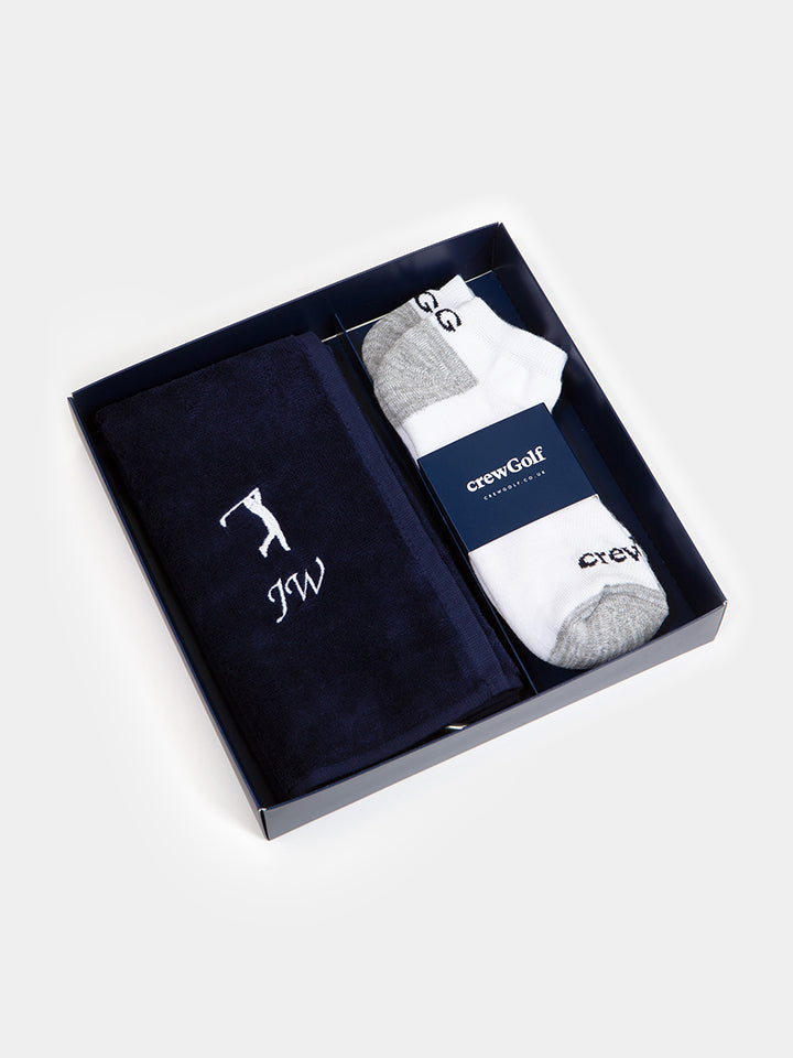 Personalised Golf Gift Box Set with Mens Ankle Sports Socks - 2 Pack